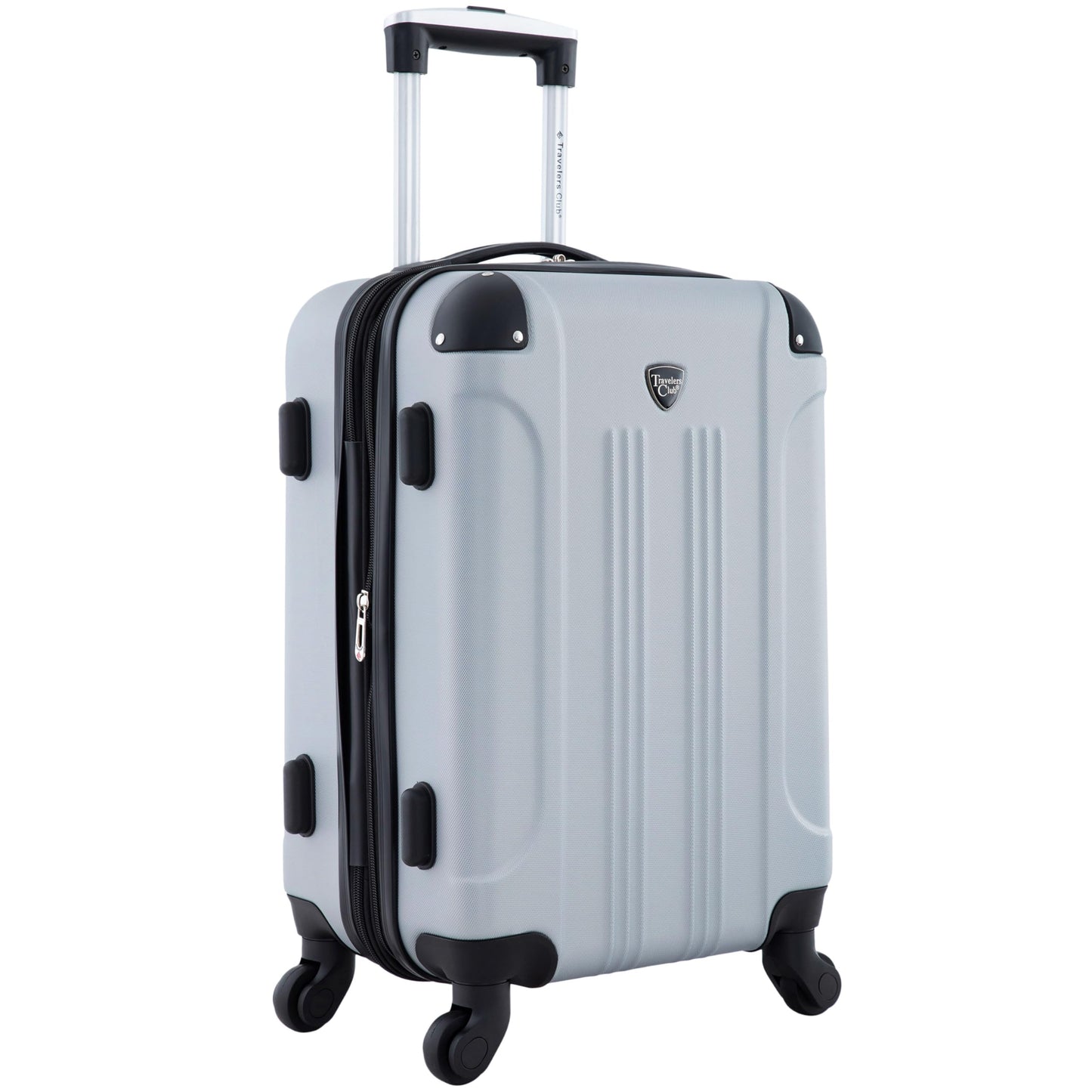 Travelers Club Chicago Hardside Expandable Spinner Luggages, Silver, 20" Carry-On