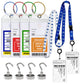 Cruise Luggage Tags Essentials 4 Sets with Zip Seal and Steel Loops + 2 Cruise Lanyard Detachable ID Holder Badge + 4 Cruise Cabin Magnetic Hooks (27lbs) - fits All Cruise line (Big tag Set)