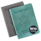 VIDIVICI Unisex 2pk RFID Passport And Vaccine Card Holder Combo,Passport Holder-Black&Light Blue