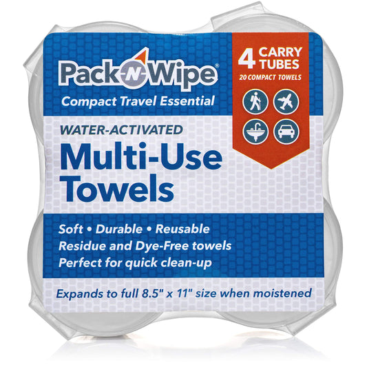 Pack-n-Wipe Compressed Disposable Towels - Soft, Durable, Reusable - Travel, Home, Outdoor Hand Towels - 8.5” x 11” - 25 Count (PNW-4)